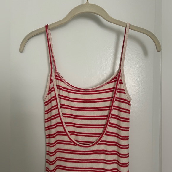 Zara Striped Spaghetti Strap Low Back Midi Dress Size Small - Picture 5 of 6